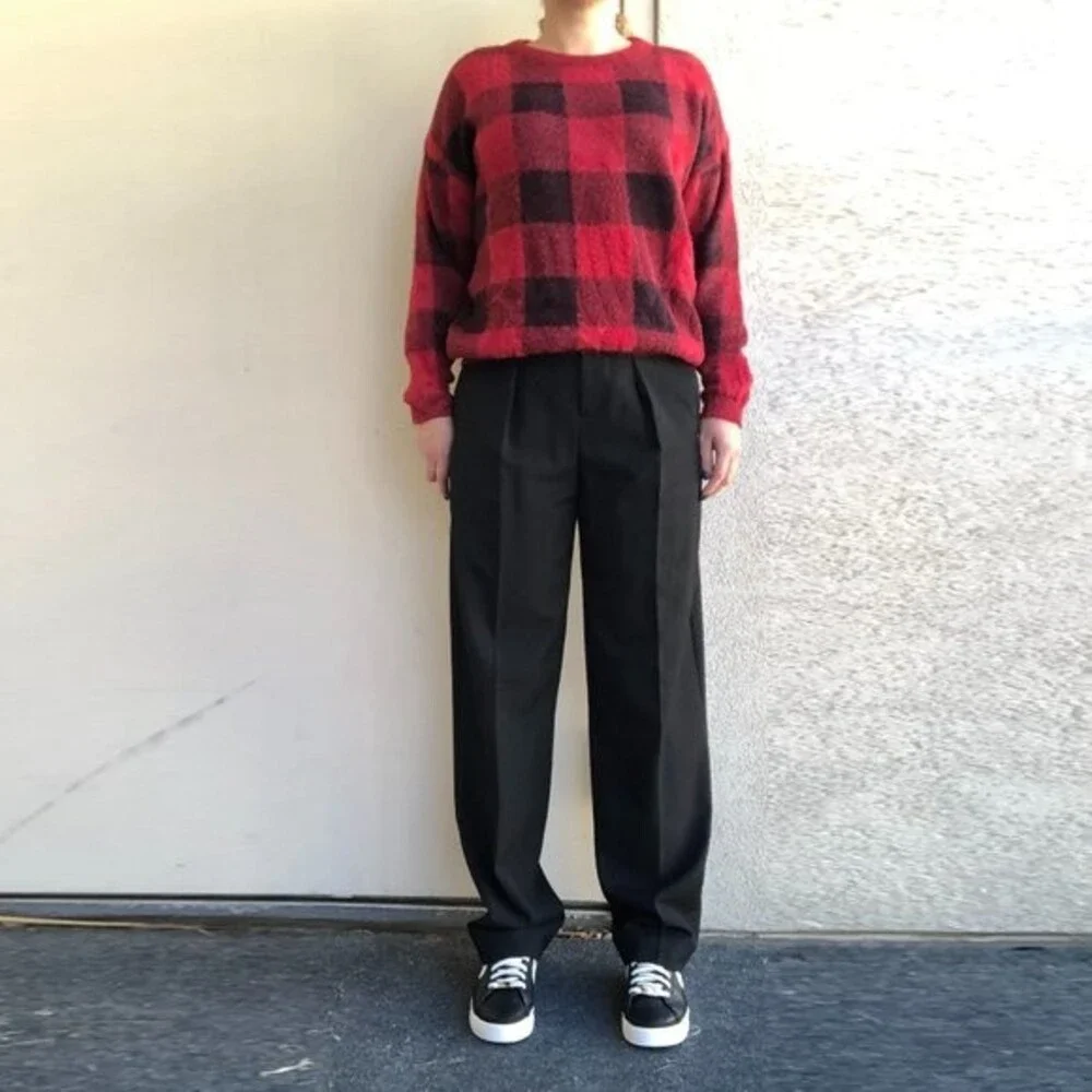 Cyrus Plaid Sweater Red & Black Size S - Picture 8 of 9